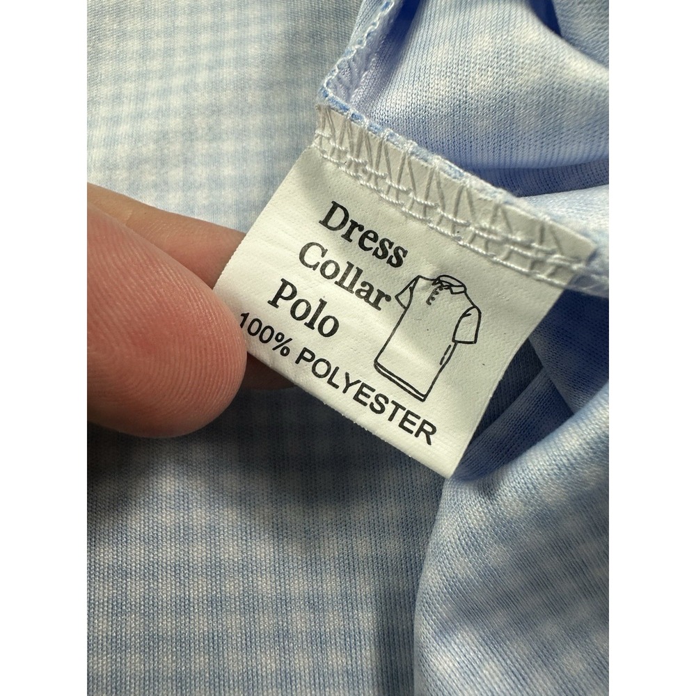 Collars & Co. Blue White Check Dress Collar Mens Polo Shirt Size XL - Picture 5 of 7